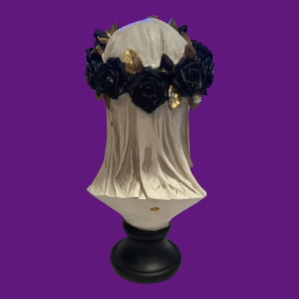 Veiled Lady Woman  Skeleton Bust Light Up LED Figure Goth Decor Halloween